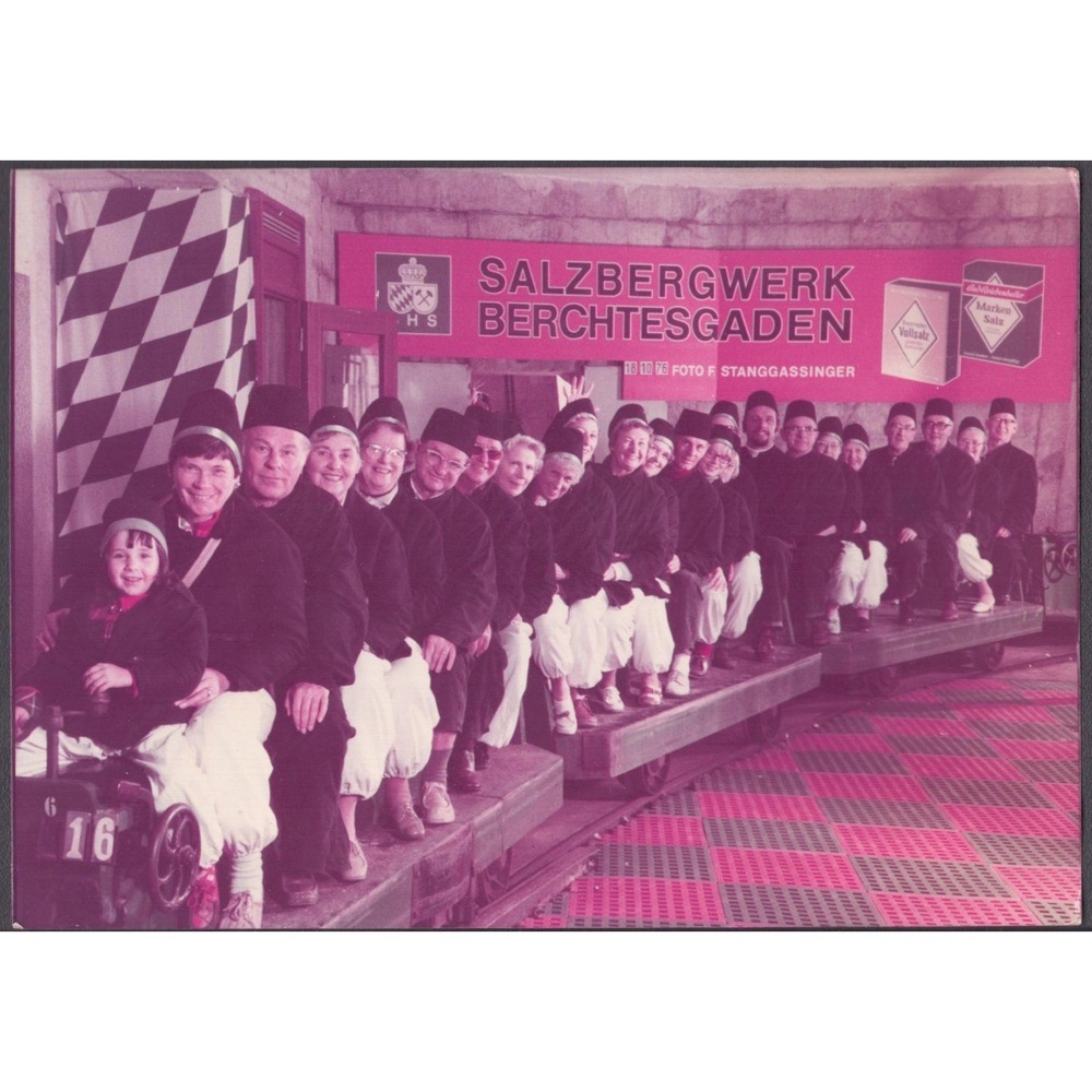 Vintage 1975 Salzbergwerk Berchtesgaden Salt Mine Tour Group Photograph Germany